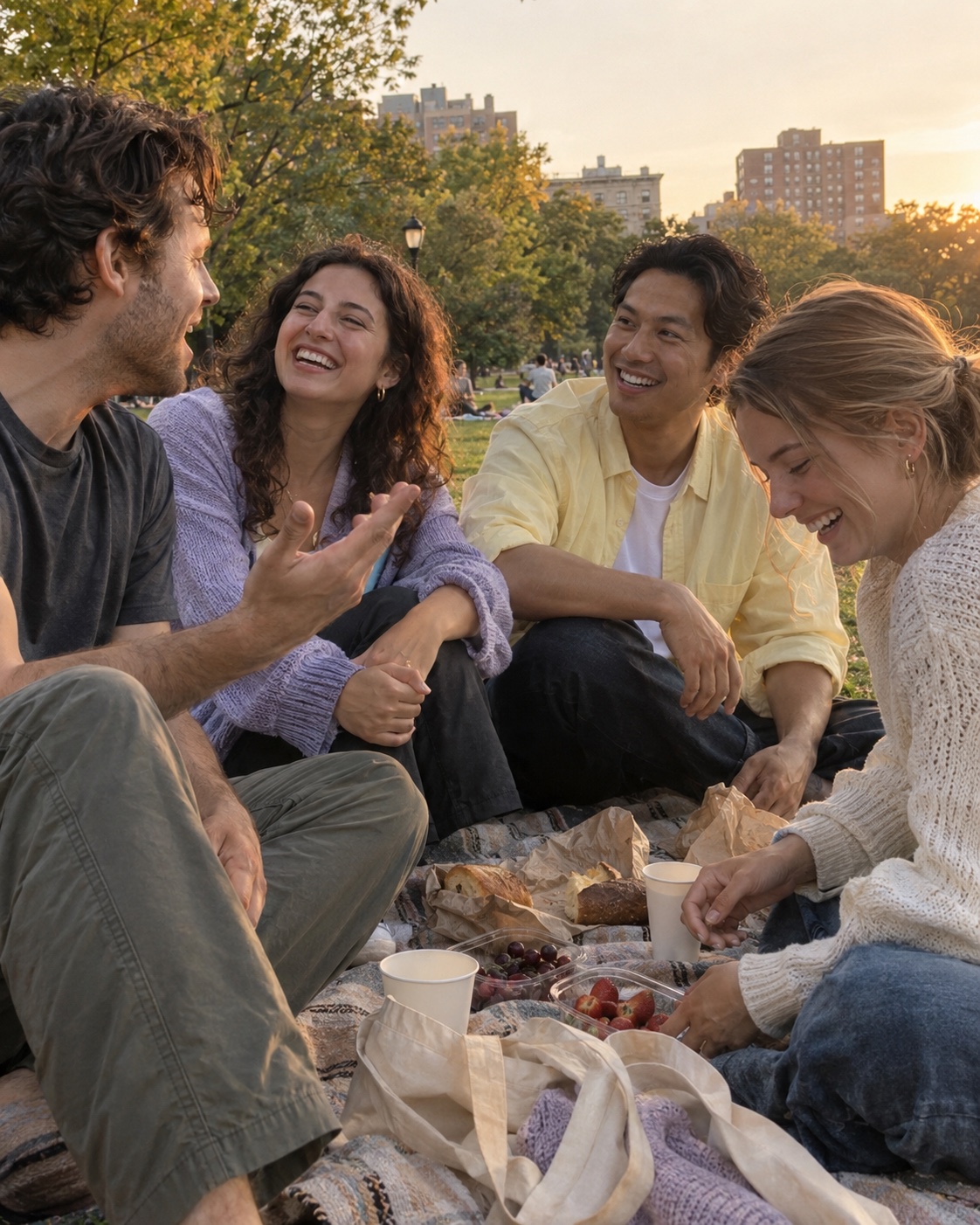 Friends sharing a candid afternoon in the park